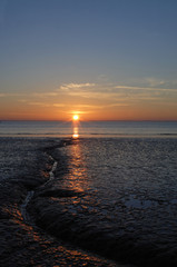 couché de soleil sur la Gironde à marée basse un soir d'hiver