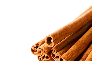 Cinnamon on white background