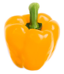 A Single Yellow Pepper Against White