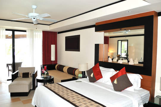 Villa interior at the modern luxury hotel, Phuket, Thailand