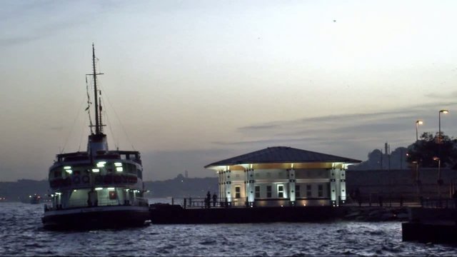 Passenger Ship Docking On Besiktas Pier, Istanbul - Turkey