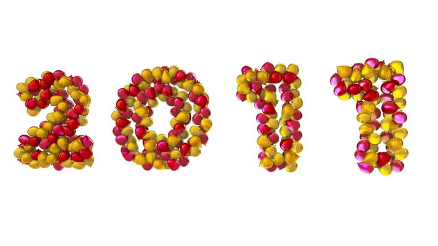 globos en 3d escribiendo 2010 transformandose en 2011