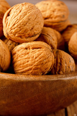 walnuts in the wood dish