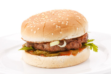 hamburger on the plate