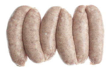 Uncooked organic British pork sausages