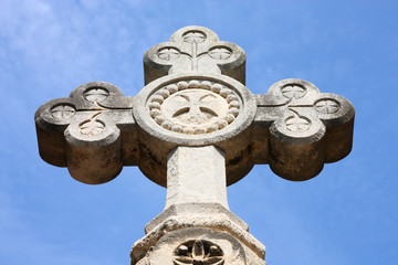 Fototapeta premium Stone cross at Montjuic cemetery, Barcelona, Spain
