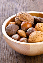 Mixed nuts, brazil,almond,walnut and hazelenuts in a bowl