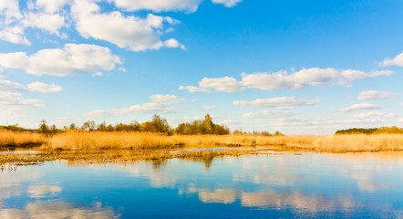 Clouds reflection on lake