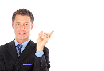 Business man handing a blank business card