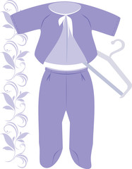 Lilac suit for a baby. Vector