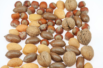 background of various kinds of nuts
