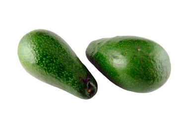 two_avocados_(Persea_americana) - isolated on white background