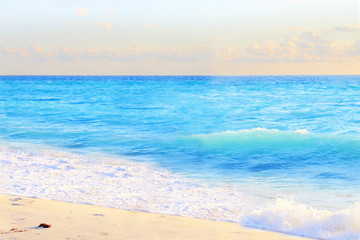 Scenic blue beach landscape portrait