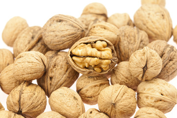Walnuts isolated on white