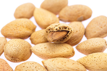 almonds isolated on white