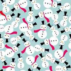 Snowmen Fuchsia Scarves Seamless Background Pattern
