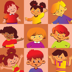 Portraits of the happy children of different nationalities.