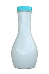 Plastic bottle white elegant with blue cap