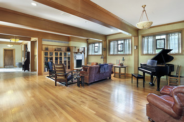Living room with ceiling beams