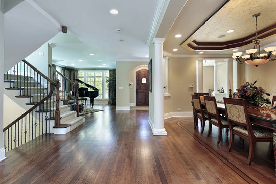 Foyer with dining room view