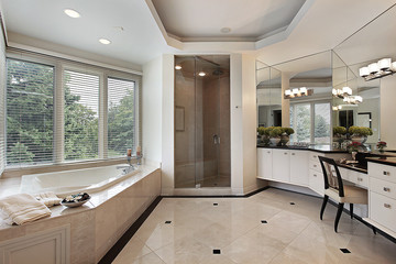 Master bath with glass shower