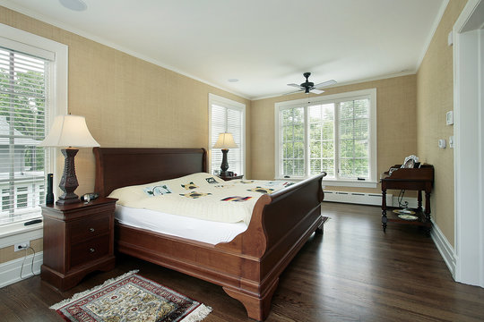 Master bedroom with back yard view