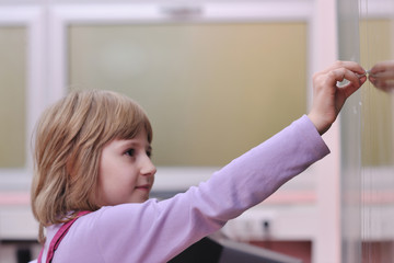 Fototapeta premium happy school girl on math classes