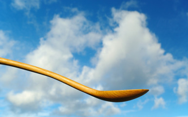 Clouds in the wooden spoon.