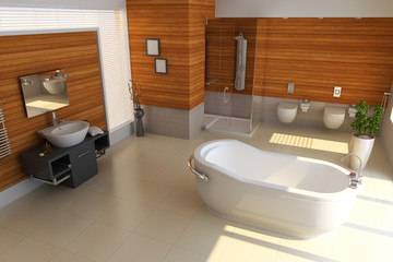 3d render modern bathroom