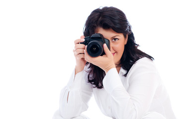 Young girl with DSLR