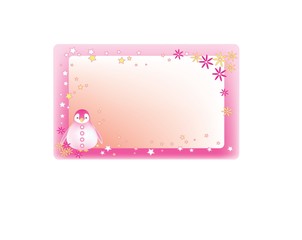Cute label held in pink with penguin  especially for girl