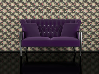 Classic violet sofa indoor