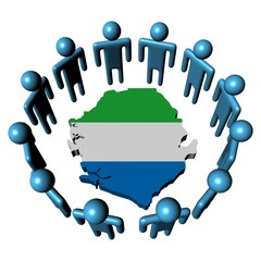 Circle of people and Sierra Leone map flag illustration