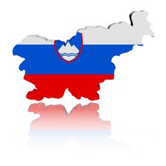Slovenia map flag with reflection illustration