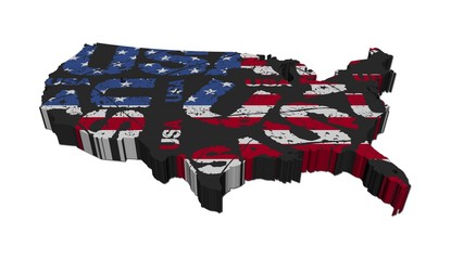 USA map grunge flag on white illustration