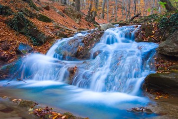 beautiful cascade on a mountain river