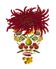 arcimboldo's  style fruit and vegetable mask