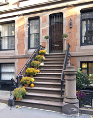 New York City brownstone in autumn