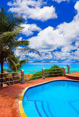 Pool in hotel at tropical beach