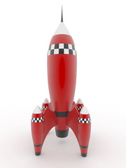 Model of rocket on white isolated background