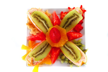 Fototapeta na wymiar raw fruits on plate