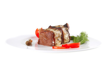 red roast fillet in yellow cheese