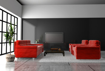 sofa in the room 3D