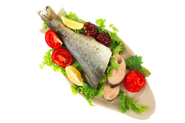 red salmon and salad