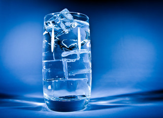 Glass of water with ice