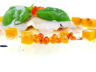 lasagna with salmon and caviar