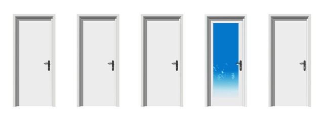High resolution conceptual 3d doors in a row