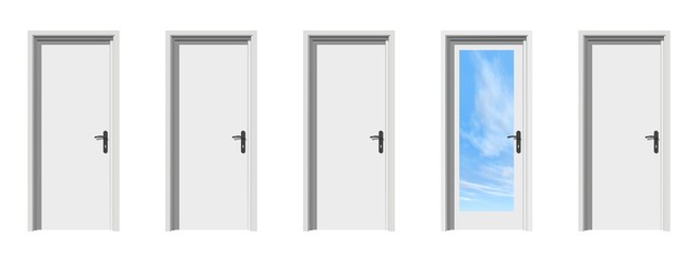 High resolution conceptual 3d doors in a row