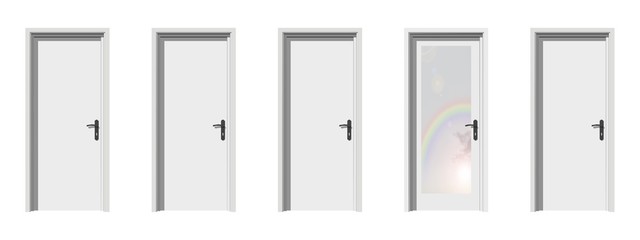 High resolution conceptual 3d doors in a row with