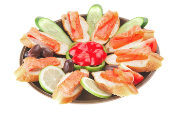 olives salmon and pepper